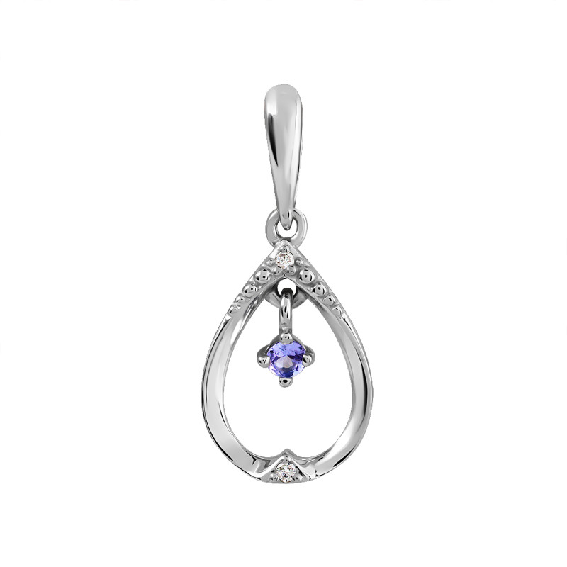 Подвеска из белого золота с танзанитом и бриллиантами