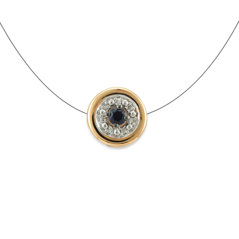 Золотая подвеска с сапфиром и бриллиантами