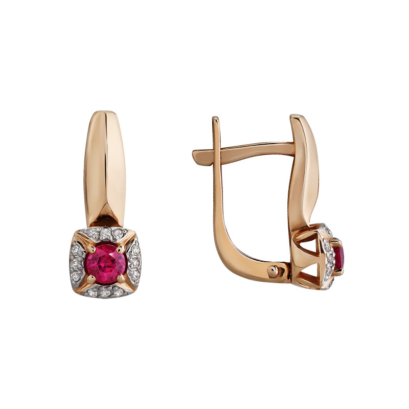 Золотые серьги с рубинами