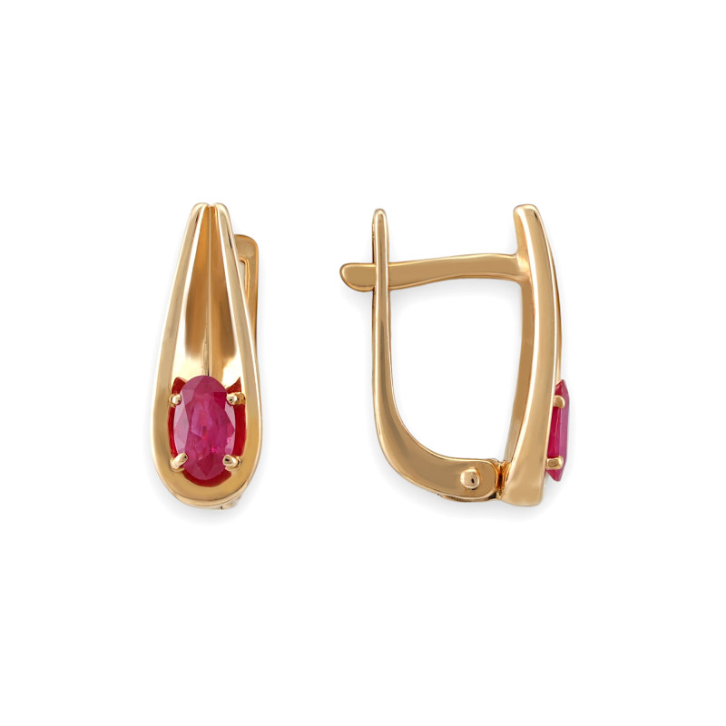 Золотые серьги с рубинами