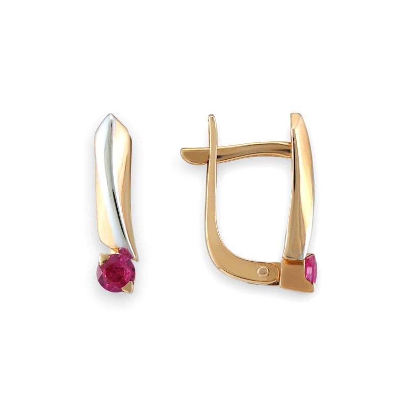 Золотые серьги с рубинами