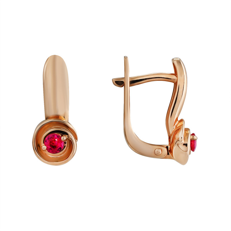 Золотые серьги с рубинами