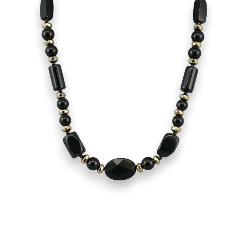 Бусы с агатом и пиритом