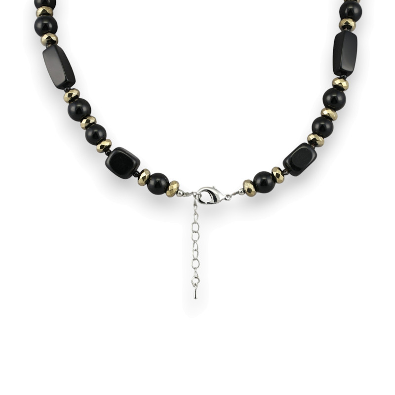 Бусы с агатом и пиритом