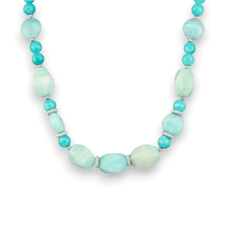 Бусы с ониксом и амазонитом