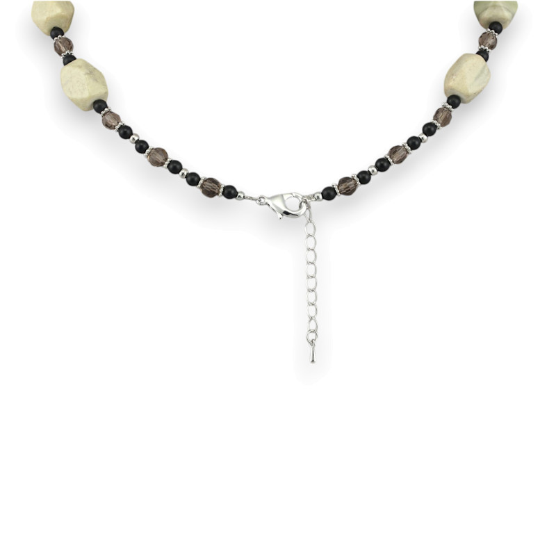 Бусы с жадеитом и раухтопазом