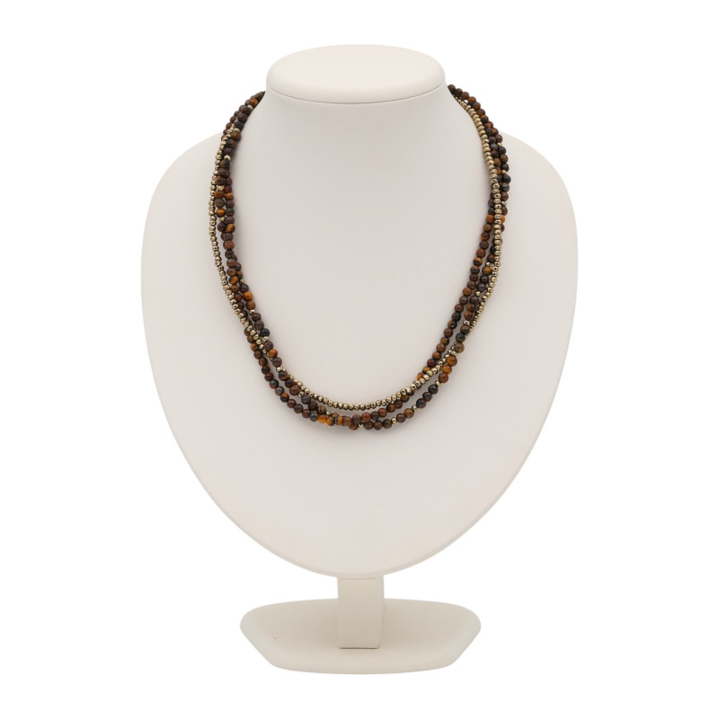 Бусы из тигрового глаза с пиритом