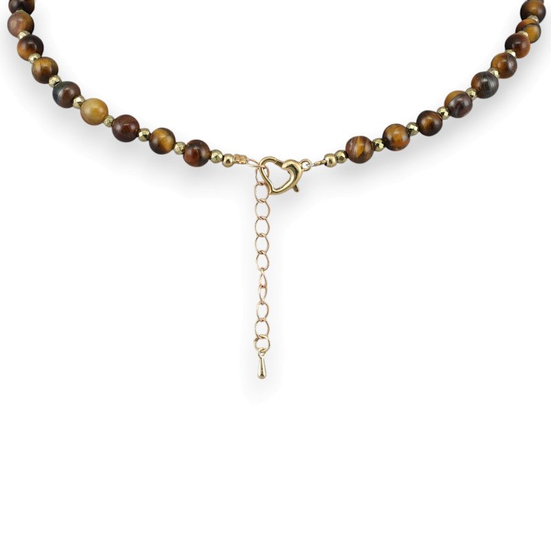 Бусы с тигровым глазом и пиритом