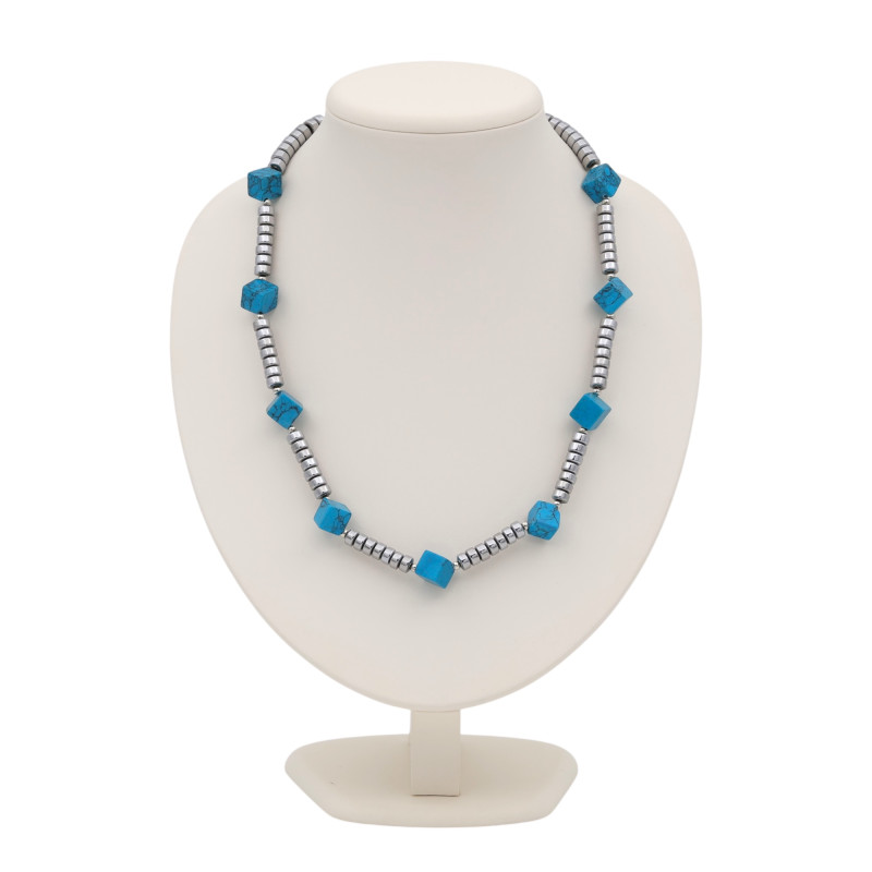 Бусы с бирюзой и гематитом