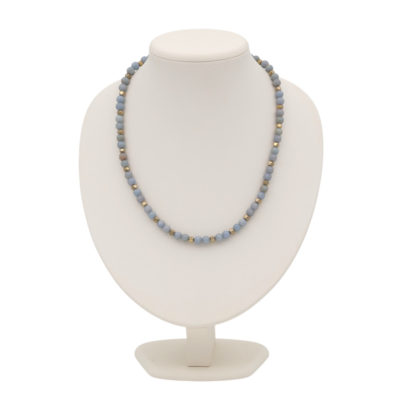 Бусы с ангелитом и пиритом