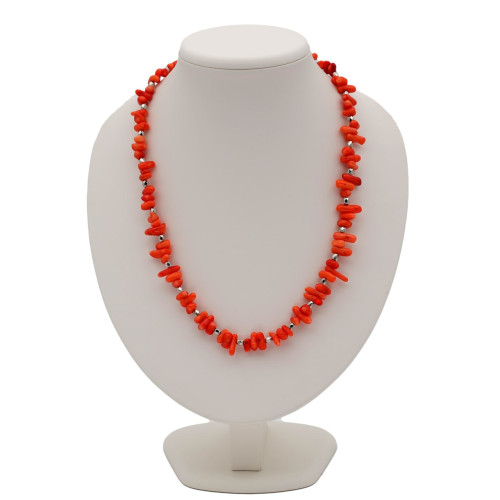 Бусы из природного коралла на ювелирном тросике