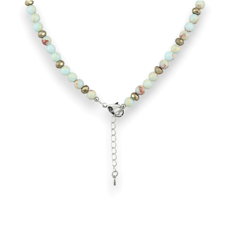 Бусы с варисцитом и пиритом