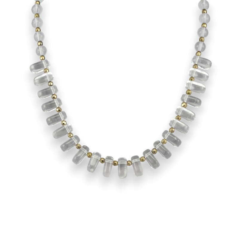 Бусы из горного хрусталя с пиритом