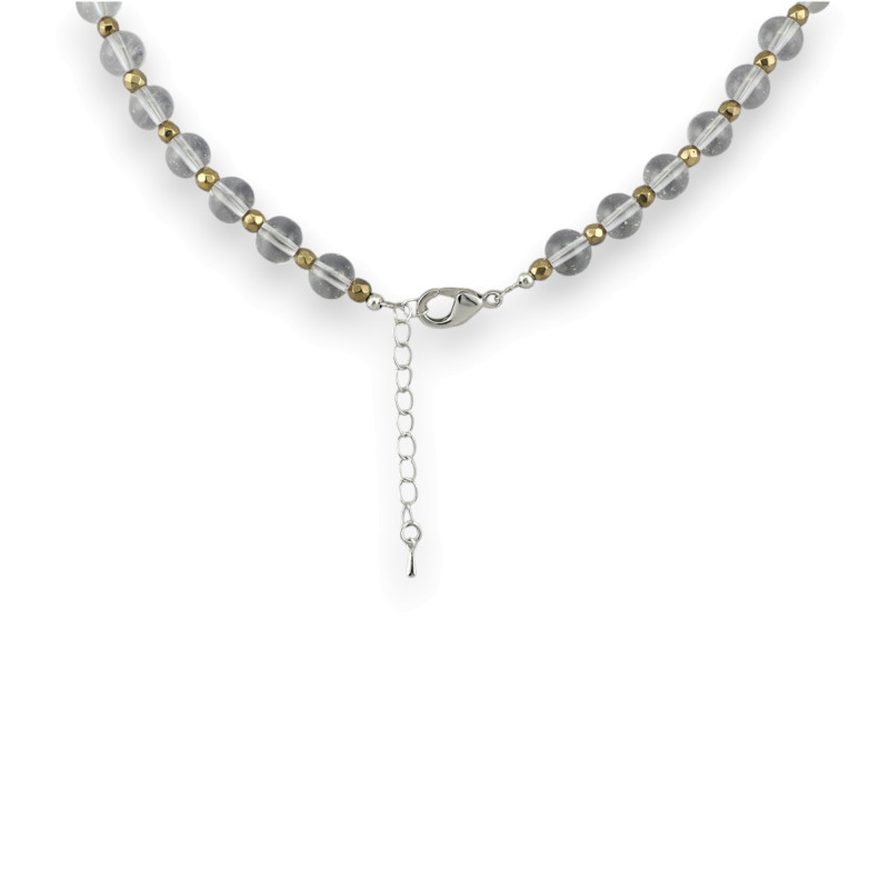 Бусы из горного хрусталя с пиритом