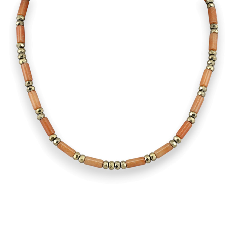 Бусы с сердоликом и пиритом