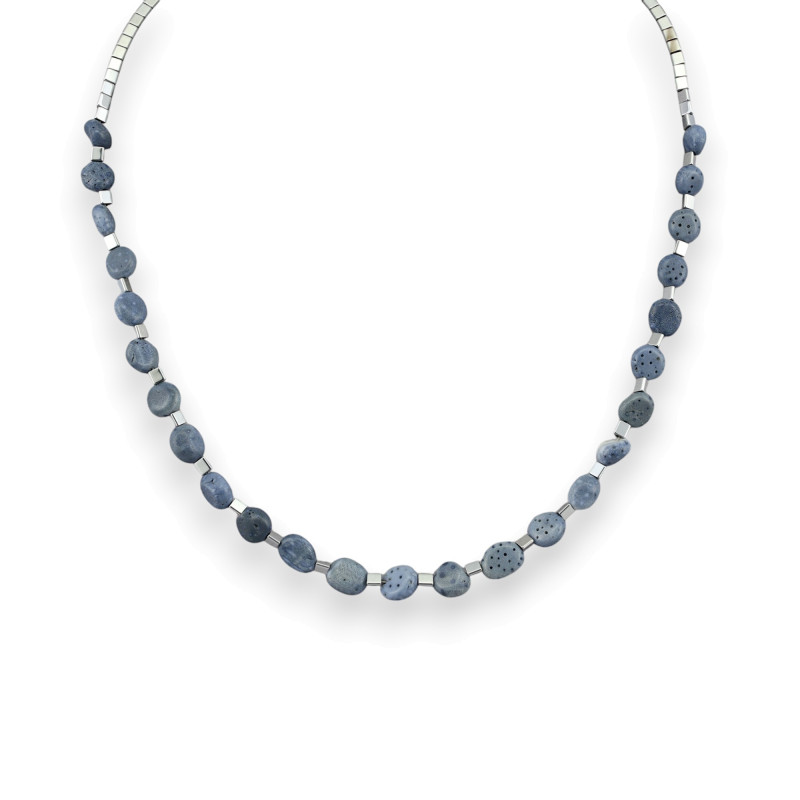 Бусы с кораллом и гематитом