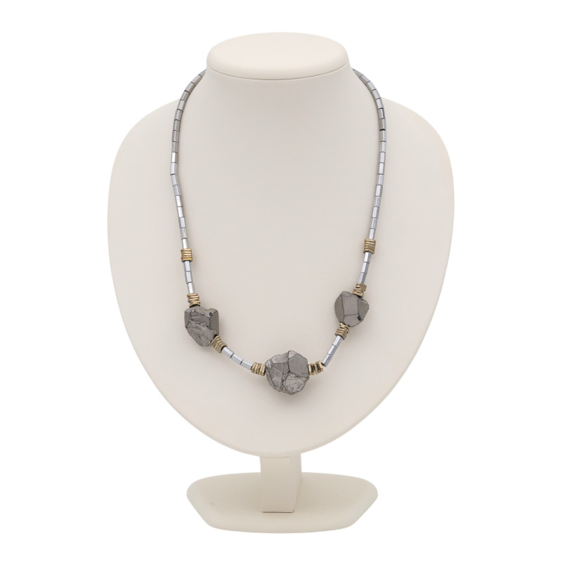 Бусы с гематитом и пиритом