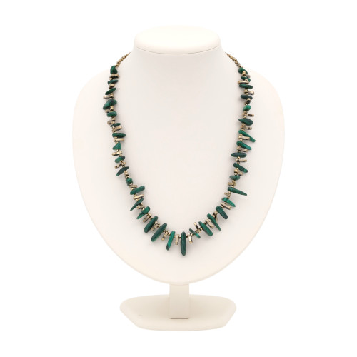 Колье на ювелирном тросике с малахитом и пиритом