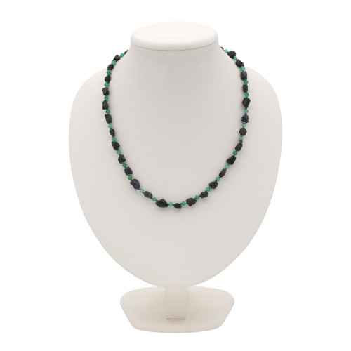 Бусы с турмалином, изумрудом и гематитом