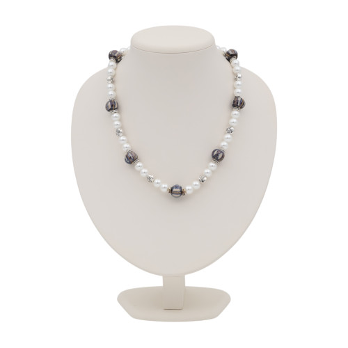 Бусы с искусственным жемчугом и керамикой