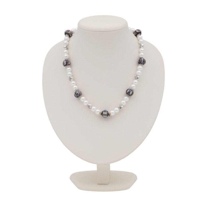 Бусы с искусственным жемчугом и керамикой