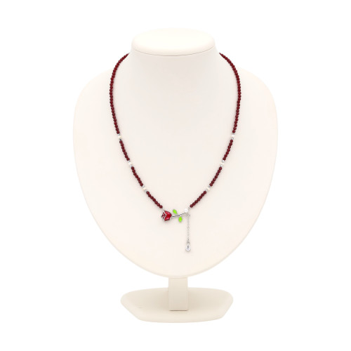 Бусы со шпинелью, жемчугом и гематитом