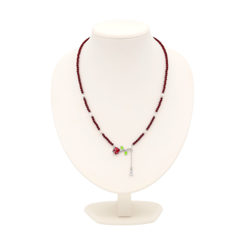 Бусы со шпинелью, жемчугом и гематитом