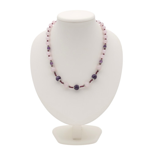 Бусы с натуральным аметистом и шпинелью