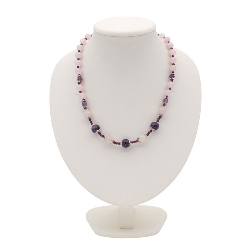 Бусы с натуральным аметистом и шпинелью