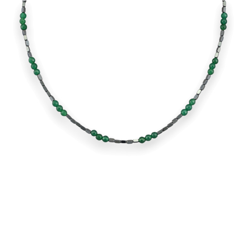 Бусы с агатом и гематитом