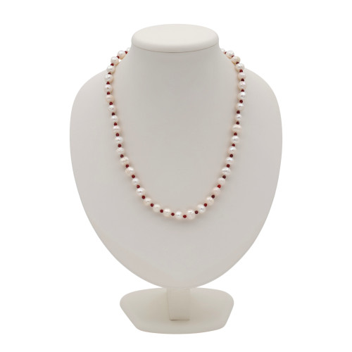 Бусы с жемчугом и шпинелью