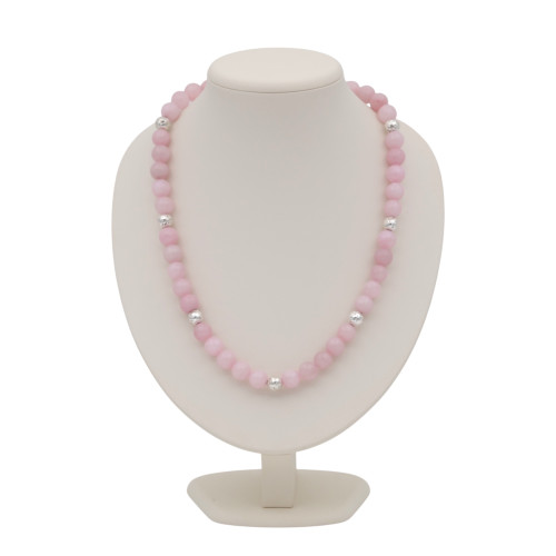 Бусы с розовым кварцем и лавой