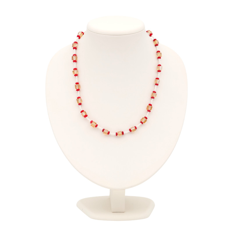 Бусы с кораллом, жемчугом и алпанитом