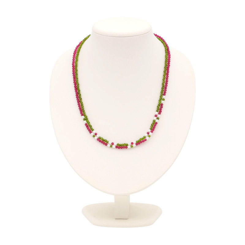 Бусы с жемчугом и шпинелью