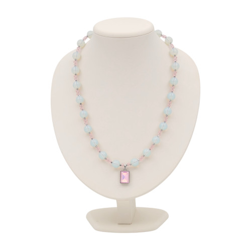 Бусы с лунным камнем, алпанитом и гематитом