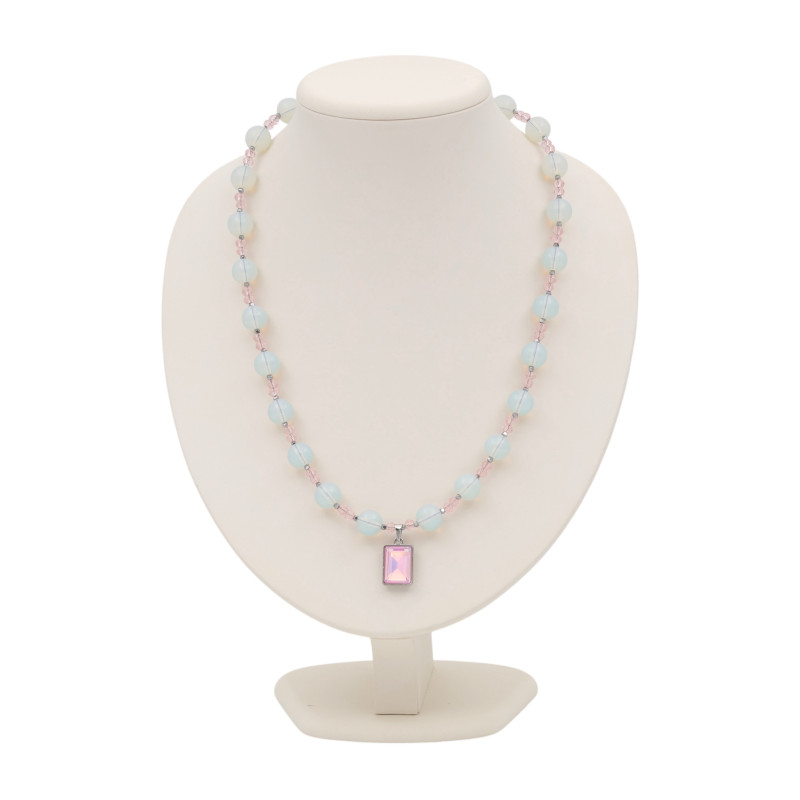 Бусы с лунным камнем, алпанитом и гематитом