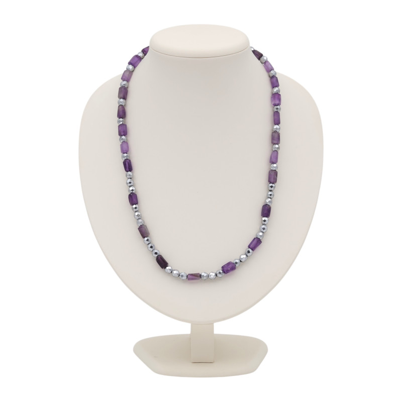 Бусы с аметистом и гематитом