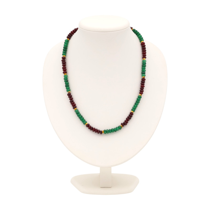 Бусы с рубином, изумрудом и гематитом