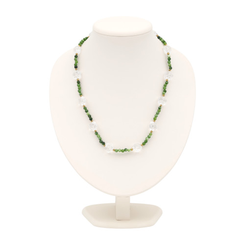 Бусы с нефритом, пиритом и горным хрусталём