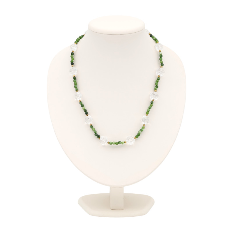 Бусы с нефритом, пиритом и горным хрусталём