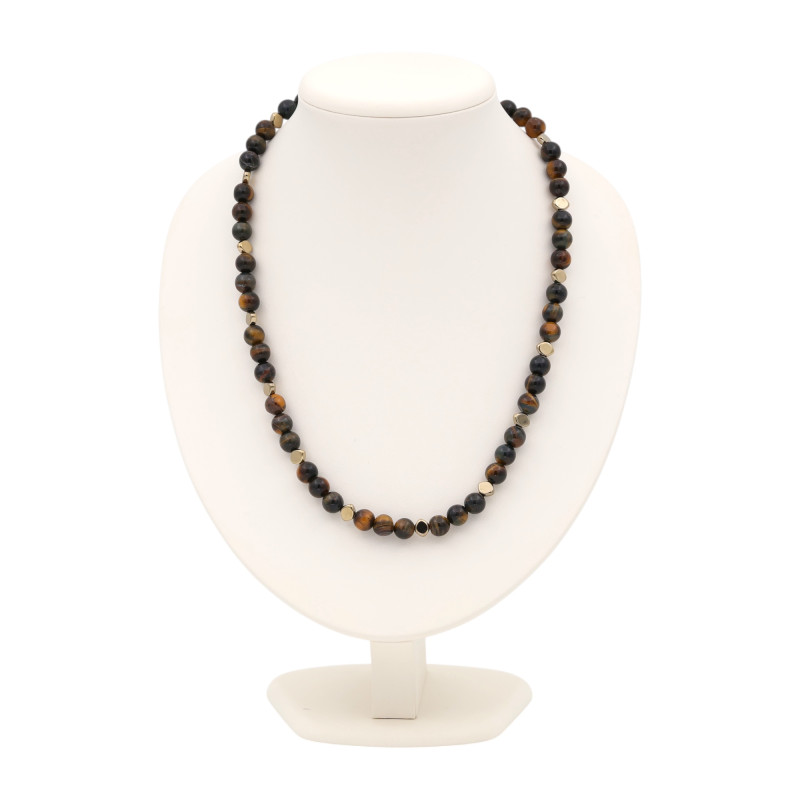 Бусы с тигровым глазом и пиритом