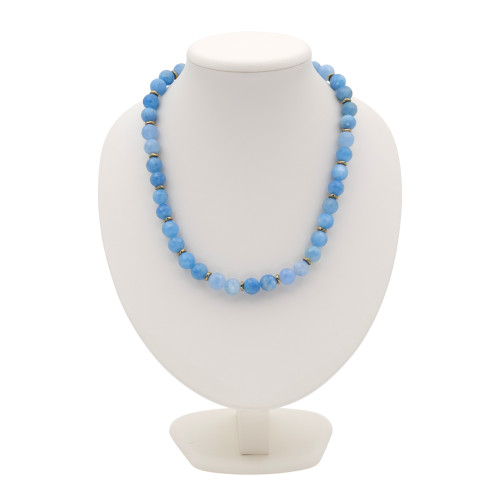 Бусы с аквамарином и гематитом