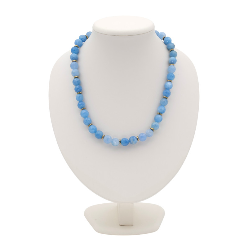 Бусы с аквамарином и гематитом