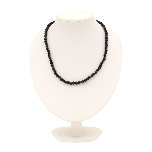 Бусы с гематитом и синтетическим бриллиантом