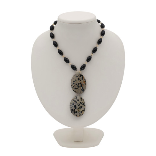 Бусы с натуральной яшмой и халцедоном