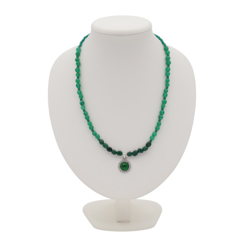 Бусы с хризопразом, шпинелью и кошачим глазом