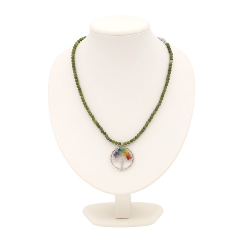 Бусы из нефрита с цитрином, аместитом, сердоликом