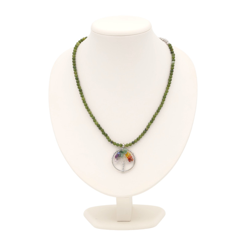 Бусы из нефрита с цитрином, аместитом, сердоликом