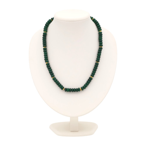 Бусы из изумрудов с гематитом