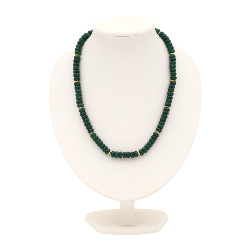 Бусы из изумрудов с гематитом